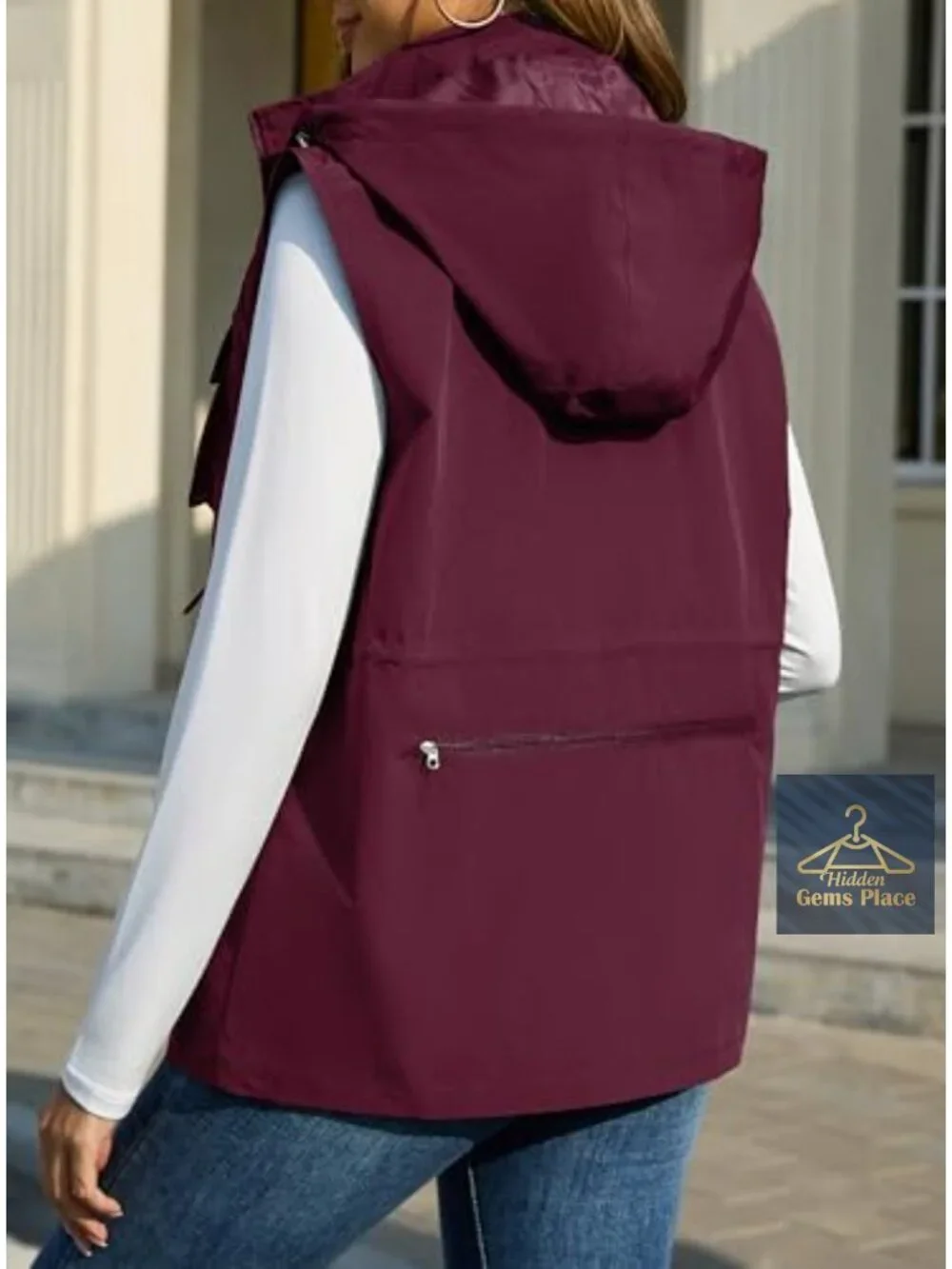 Women's Packable Military Utility Vest Windbreaker Waterproof Cargo with